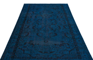 Blue Over Dyed Vintage Rug 5'4'' x 8'10'' ft 162 x 270 cm