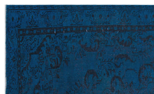Blue Over Dyed Vintage Rug 5'4'' x 8'10'' ft 162 x 270 cm
