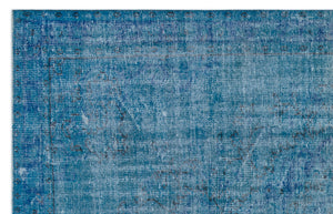 Blue Over Dyed Vintage Rug 5'7'' x 8'10'' ft 169 x 270 cm