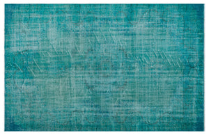 Turquoise Over Dyed Vintage Rug 5'6'' x 8'11'' ft 168 x 272 cm