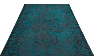 Turquoise Over Dyed Vintage Rug 5'7'' x 9'6'' ft 171 x 289 cm