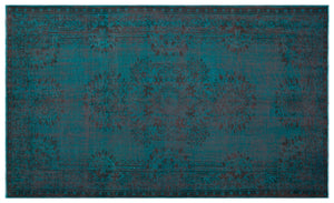 Turquoise Over Dyed Vintage Rug 5'7'' x 9'6'' ft 171 x 289 cm