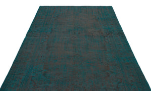 Turquoise Over Dyed Vintage Rug 5'6'' x 8'8'' ft 167 x 263 cm