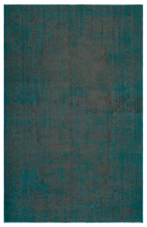 Turquoise Over Dyed Vintage Rug 5'6'' x 8'8'' ft 167 x 263 cm
