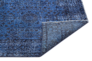 Blue Over Dyed Vintage Rug 5'3'' x 8'8'' ft 161 x 264 cm