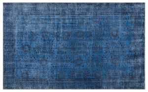 Blue Over Dyed Vintage Rug 5'3'' x 8'8'' ft 161 x 264 cm