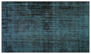 Turquoise Over Dyed Vintage Rug 5'7'' x 9'8'' ft 170 x 295 cm