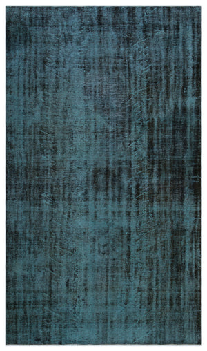 Turquoise Over Dyed Vintage Rug 5'7'' x 9'8'' ft 170 x 295 cm