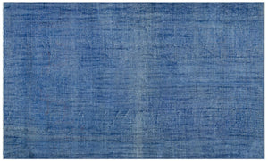 Distressed Blue Over Dyed Vintage Rug 5'9'' x 9'8'' ft 175 x 294 cm