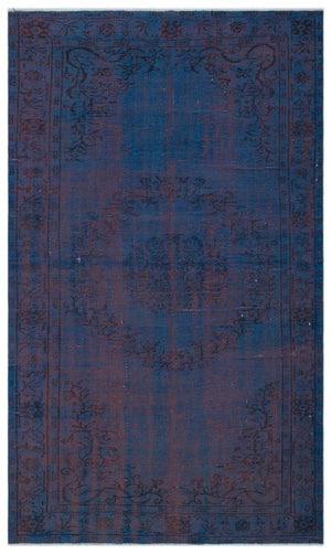Blue Over Dyed Vintage Rug 5'1'' x 8'6'' ft 156 x 260 cm