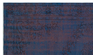 Blue Over Dyed Vintage Rug 5'1'' x 8'6'' ft 156 x 260 cm