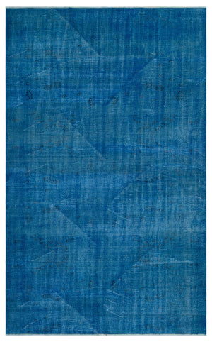 Blue Over Dyed Vintage Rug 5'11'' x 9'5'' ft 180 x 287 cm