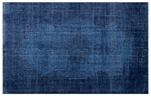 Blue Over Dyed Vintage Rug 6'0'' x 9'7'' ft 184 x 292 cm