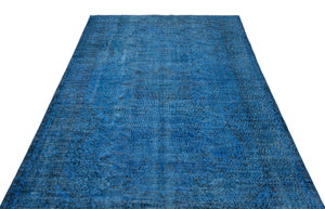 Blue Over Dyed Vintage Rug 5'5'' x 8'12'' ft 166 x 274 cm