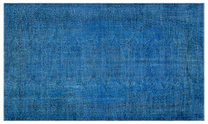 Blue Over Dyed Vintage Rug 5'5'' x 8'12'' ft 166 x 274 cm