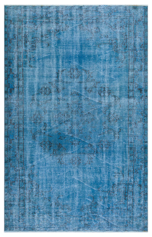 Turquoise Over Dyed Vintage Rug 4'10'' x 7'9'' ft 147 x 235 cm