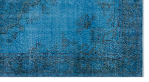 Turquoise Over Dyed Vintage Rug 4'4'' x 8'2'' ft 132 x 250 cm