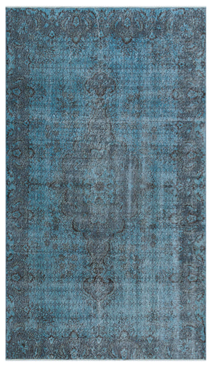 Blue Over Dyed Vintage Rug 4'11'' x 8'7'' ft 150 x 262 cm