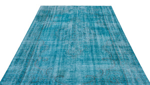 Turquoise Over Dyed Vintage Rug 6'1'' x 9'1'' ft 185 x 277 cm
