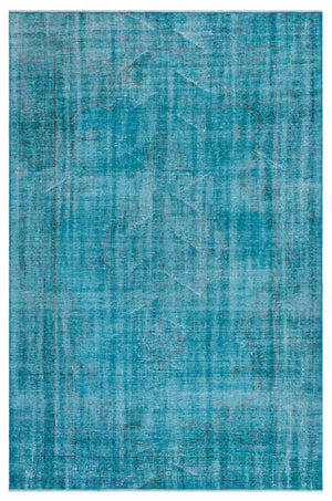 Turquoise Over Dyed Vintage Rug 6'1'' x 9'1'' ft 185 x 277 cm