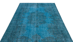 Turquoise Over Dyed Vintage Rug 6'0'' x 9'1'' ft 183 x 277 cm