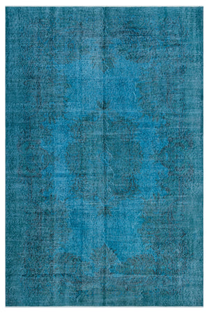 Turquoise Over Dyed Vintage Rug 6'0'' x 9'1'' ft 183 x 277 cm