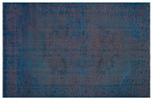 Blue Over Dyed Vintage Rug 6'3'' x 9'6'' ft 190 x 290 cm