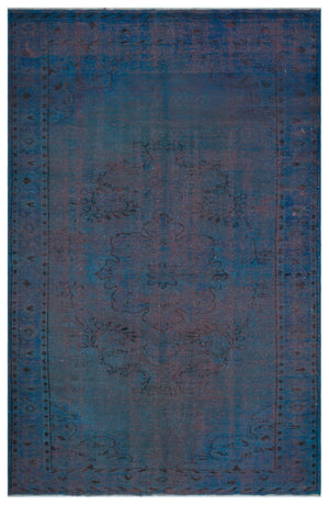Blue Over Dyed Vintage Rug 6'3'' x 9'6'' ft 190 x 290 cm