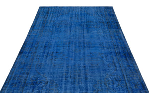 Blue Over Dyed Vintage Rug 5'7'' x 9'7'' ft 170 x 292 cm