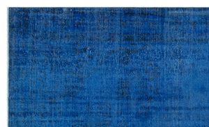 Blue Over Dyed Vintage Rug 5'7'' x 9'7'' ft 170 x 292 cm