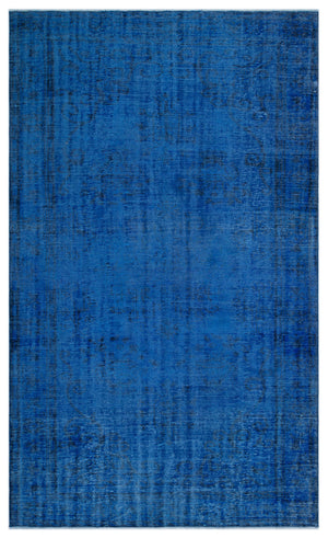 Blue Over Dyed Vintage Rug 5'7'' x 9'7'' ft 170 x 292 cm