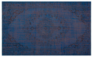 Blue Over Dyed Vintage Rug 5'6'' x 9'1'' ft 168 x 277 cm