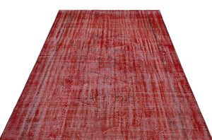 Red Over Dyed Vintage Rug 5'3'' x 9'3'' ft 159 x 282 cm