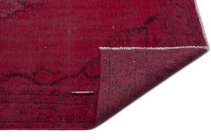 Red Over Dyed Vintage Rug 4'11'' x 8'11'' ft 150 x 273 cm