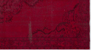 Red Over Dyed Vintage Rug 4'11'' x 8'11'' ft 150 x 273 cm
