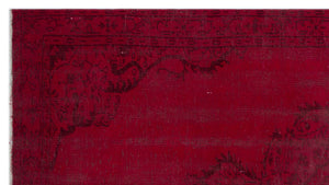 Red Over Dyed Vintage Rug 4'11'' x 8'11'' ft 150 x 273 cm