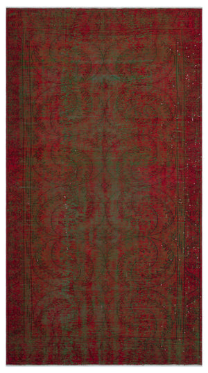 Red Over Dyed Vintage Rug 5'1'' x 9'5'' ft 156 x 286 cm