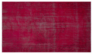Red Over Dyed Vintage Rug 4'11'' x 8'9'' ft 150 x 266 cm