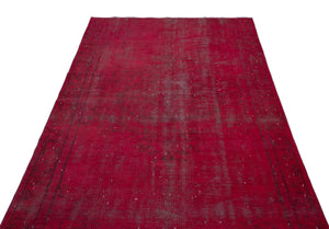 Red Over Dyed Vintage Rug 4'11'' x 8'9'' ft 150 x 266 cm