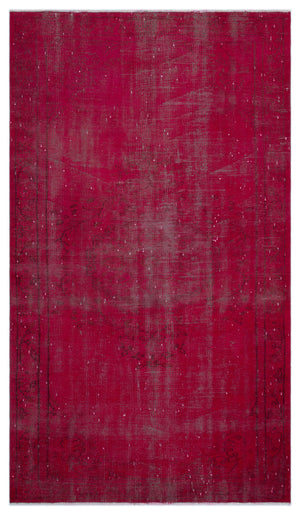Red Over Dyed Vintage Rug 4'11'' x 8'9'' ft 150 x 266 cm