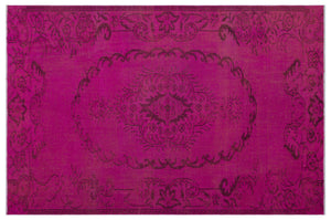 Fuchsia Over Dyed Vintage Rug 5'5'' x 8'3'' ft 164 x 251 cm