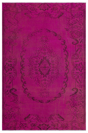 Fuchsia Over Dyed Vintage Rug 5'5'' x 8'3'' ft 164 x 251 cm