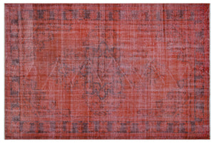 Red Over Dyed Vintage Rug 5'9'' x 8'4'' ft 174 x 254 cm
