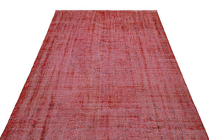 Red Over Dyed Vintage Rug 4'12'' x 7'12'' ft 152 x 243 cm