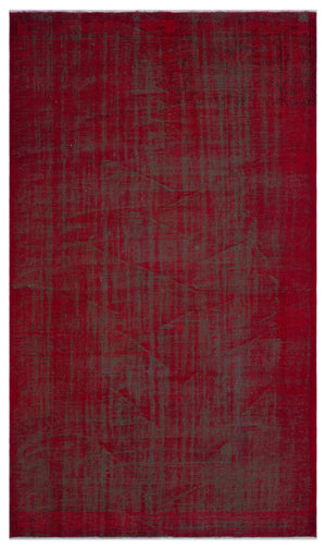 Red Over Dyed Vintage Rug 5'6'' x 9'7'' ft 167 x 292 cm