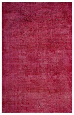 Red Over Dyed Vintage Rug 6'9'' x 10'4'' ft 205 x 315 cm