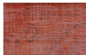 Orange Over Dyed Vintage Rug 6'6'' x 10'1'' ft 197 x 308 cm
