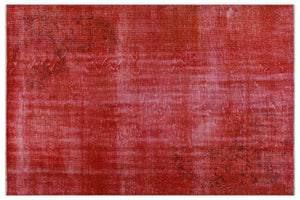 Red Over Dyed Vintage Rug 5'7'' x 8'4'' ft 170 x 254 cm