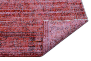 Red Over Dyed Vintage Rug 6'4'' x 9'2'' ft 192 x 280 cm