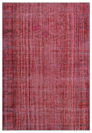 Red Over Dyed Vintage Rug 6'4'' x 9'2'' ft 192 x 280 cm